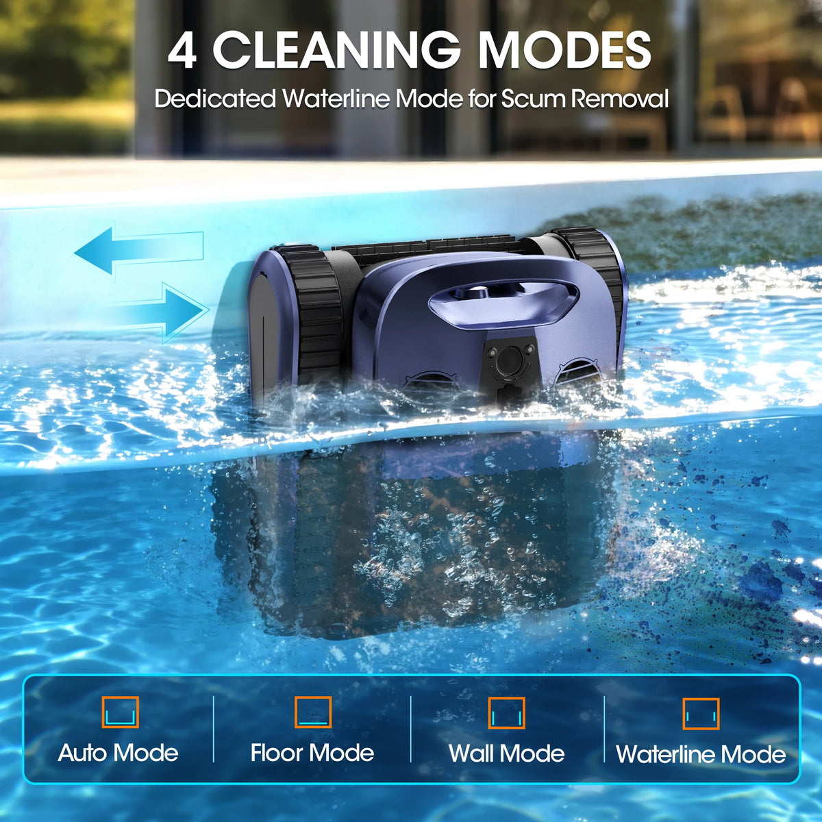 Seauto SAT 40 Robot Aspirador de Piscina, Limpieza de Línea de Flotación, Navegación por Sonar con IA, 240 Min de Autonomía, hasta 3.200 Pies Cuadrados