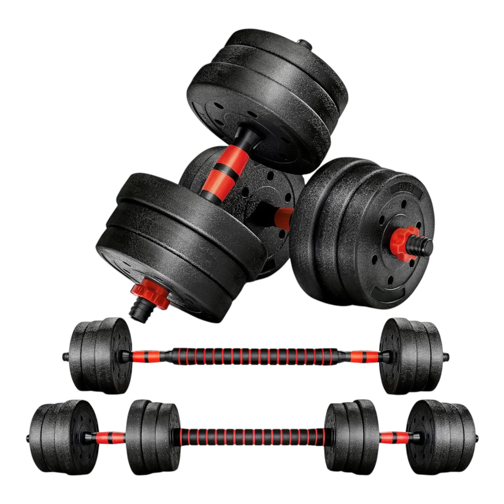 Set de Mancuernas Ajustables 2 en 1 con Barra | Multifuncional 10KG-30KG para Gimnasio en Casa | Pesos Ajustables e Instalación Fácil para Entrenamiento de Cuerpo Completo