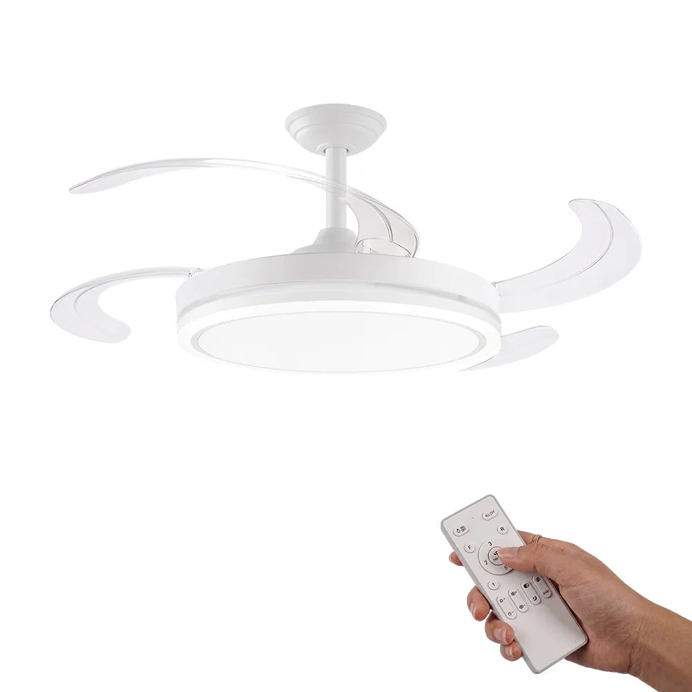ALLINLIFE: Ventilador de techo con luz LED de 72 W: motor DC silencioso, aspas retráctiles, 6 velocidades, luz cálida/fría (3000 K-4000 K-6000 K), Ø 102 cm, mando a distancia.