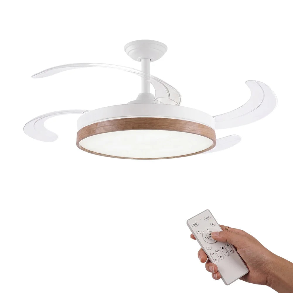 ALLINLIFE: Ventilador de techo con luz LED de 72 W: motor DC silencioso, aspas retráctiles, 6 velocidades, luz cálida/fría (3000 K-4000 K-6000 K), Ø 102 cm, mando a distancia.