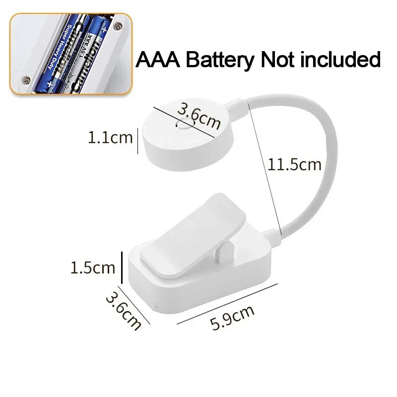 Mini lámpara de mesa con clip LED para libros, con protección ocular, 3 colores, alimentada por pilas, luz nocturna, portátil, de mesilla de noche, ideal para estudiantes y para leer