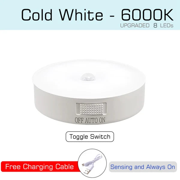 Lámpara LED con sensor de movimiento, recargable por USB, para cocina, dormitorio, escaleras, pasillo, armario y vestidor
