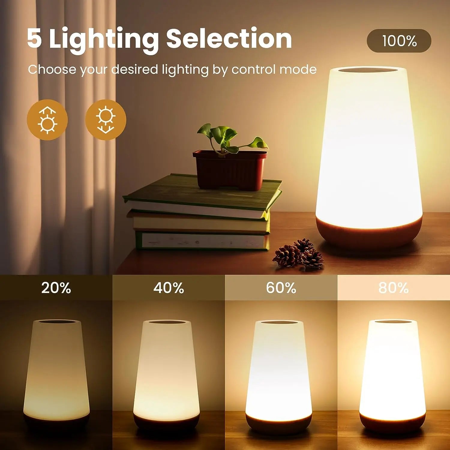 Lámpara nocturna de 13 colores que cambian, con mando a distancia, control táctil, recargable por USB, RGB, intensidad regulable, portátil, de mesa y de mesita de noche