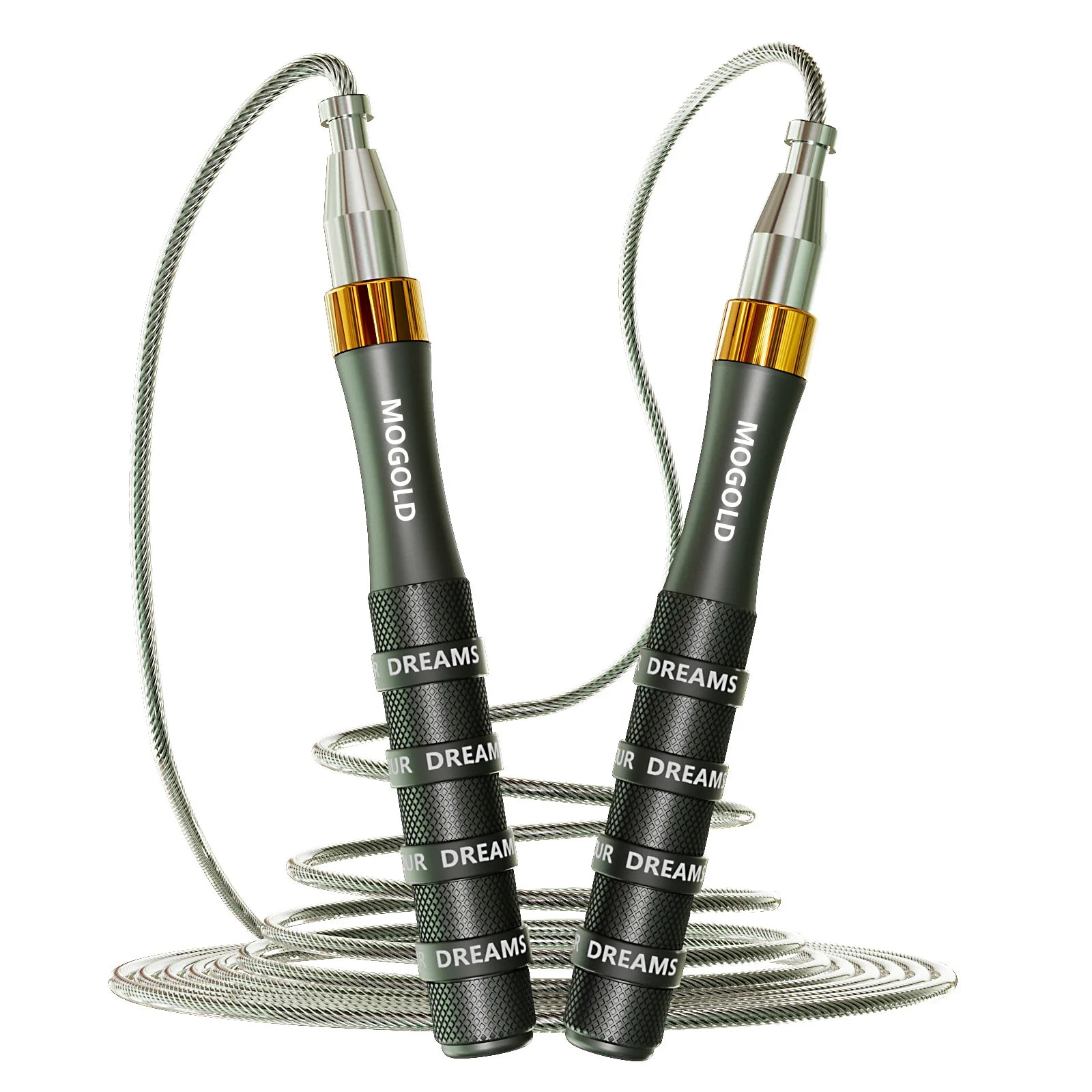 Comba de Saltar con Rodamiento Autoblocante, Mango de Aleación de Aluminio, Longitud de Cuerda Ajustable, Ideal para Aeróbic, Fitness y Competición Escolar