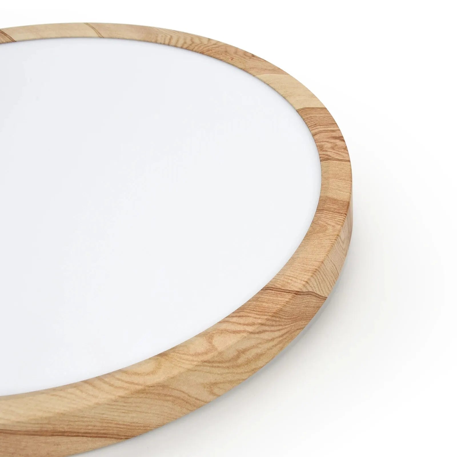 Lámpara de techo LED LVL con acabado de madera y blanco, 3 colores de iluminación en 1. Iluminación para el hogar: cocina, dormitorio y baño. Lámpara de techo redonda empotrada.