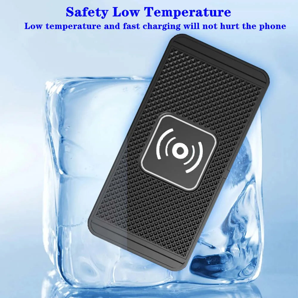 Cargador inalámbrico para coche para iPhone 16, 15, 15 Pro Max, 14, 13, 12 y X; Samsung S24 y S23. Cargador inalámbrico para coche con base de silicona y soporte. Cargador rápido
