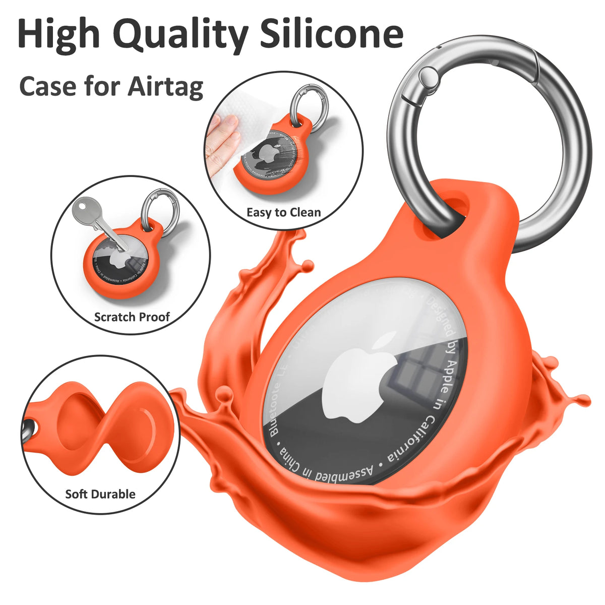 Funda de TPU para Apple AirTag con llavero: carcasa protectora antirrayaduras para localizador
