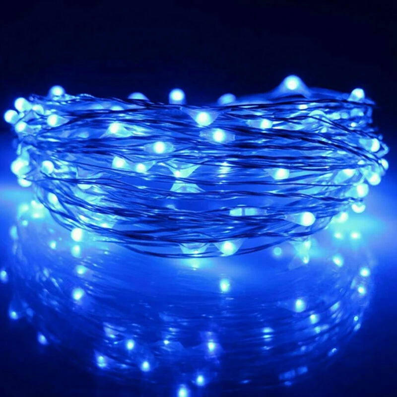 1 paquete de guirnalda de luces LED con hilo de cobre, de 1/2/3/5/10 m, alimentada por pilas, para decorar dormitorios, jardines, fiestas y bodas
