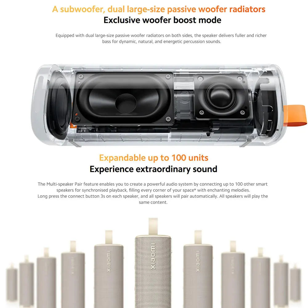 Versión Global Xiaomi Sound Outdoor, Parlante Portátil de 30W, Combo Estéreo TWS, Batería de Larga Duración de 12 Horas, Parlante Inalámbrico IP67 BT5.4