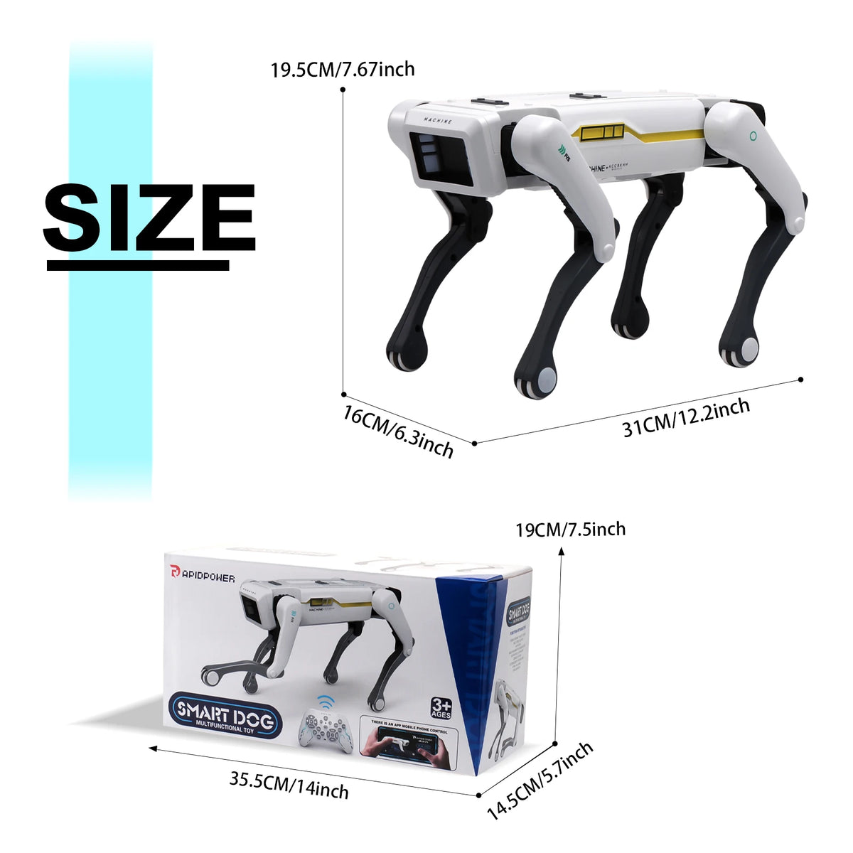 Perro Robot RC Inteligente con IA - Diálogo por Voz, Control Remoto por APP, Programable, Canta y Baila - Juguete para Niños