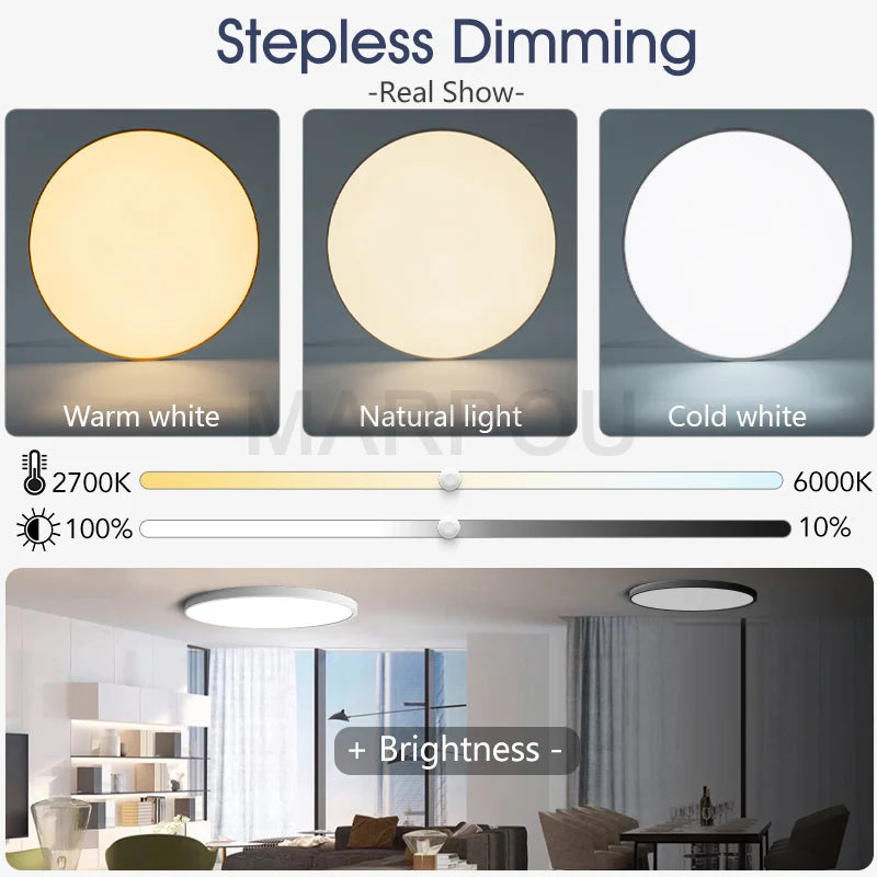 Lámpara de techo inteligente MARPOU, lámpara LED para dormitorio, lámparas de techo grandes, luces LED con mando a distancia, luces LED regulables para habitaciones