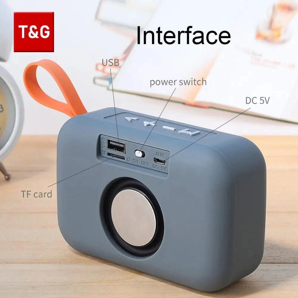 T&G: Altavoz inalámbrico Bluetooth, miniradio portátil FM, resistente al agua, pequeño subwoofer, caja de sonido, altavoz para música, altavoz para ordenador, PC, AUX, caja de sonido