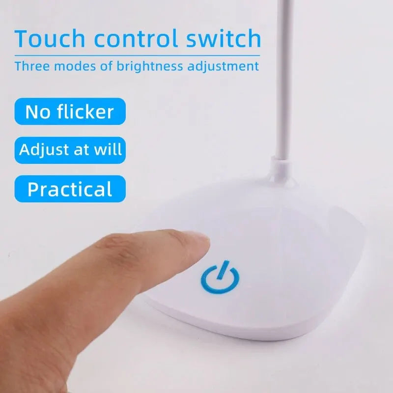 Lámpara de escritorio LED, recargable por USB, con protección ocular, luz nocturna para la habitación, lámpara de mesilla de noche, lámpara de lectura para estudiantes