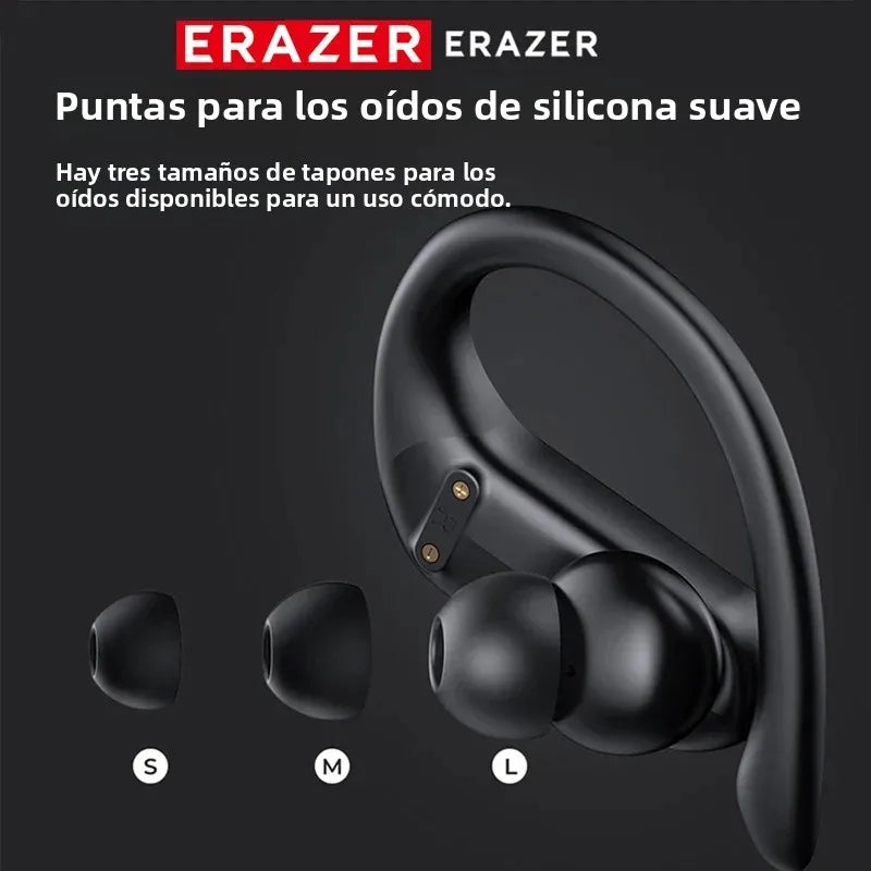 ERAZER XT60pro, auriculares Bluetooth, auriculares Hi-Fi, auriculares con reducción de ruido y micrófono, con gancho para la oreja