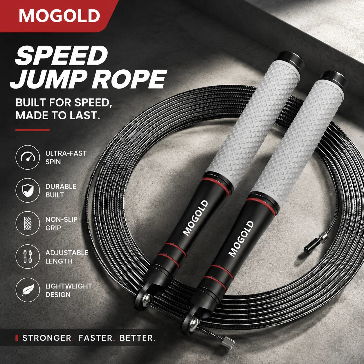 Comba de Velocidad para Saltar, Cuerda Ajustable de Alta Resistencia, Diseño Ligero, Rotación Suave con Rodamiento de Bolas, Ideal para Entrenamiento de CrossFit