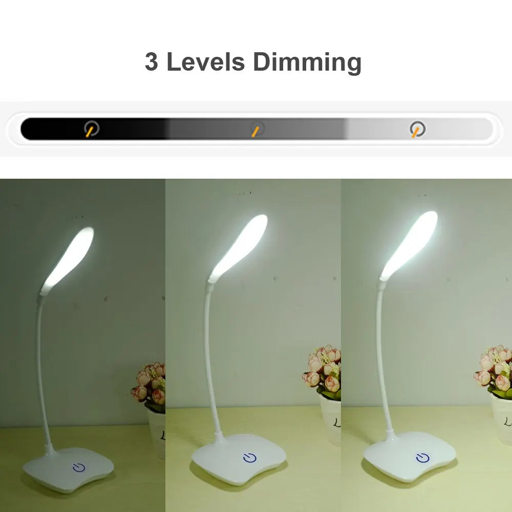 Lámpara de escritorio LED, recargable por USB, con protección ocular, luz nocturna para la habitación, lámpara de mesilla de noche, lámpara de lectura para estudiantes