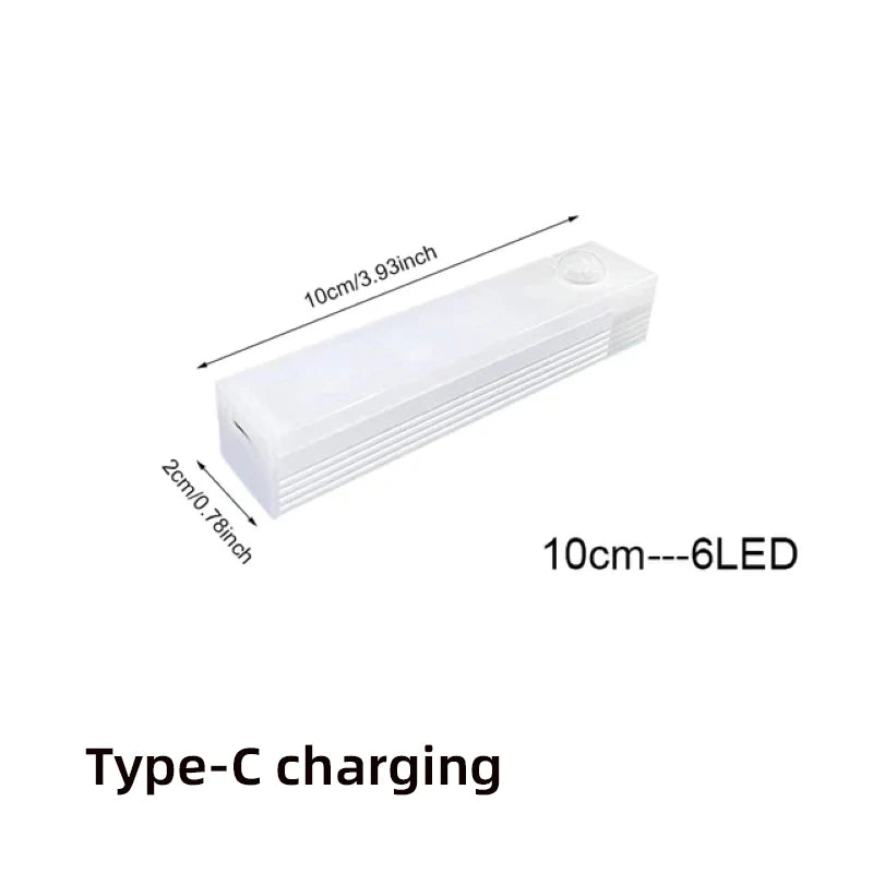 Lámpara con sensor de movimiento, luz nocturna, LED inalámbrica, recargable por USB tipo C, para la iluminación de armarios de cocina, dormitorios, armarios y escaleras