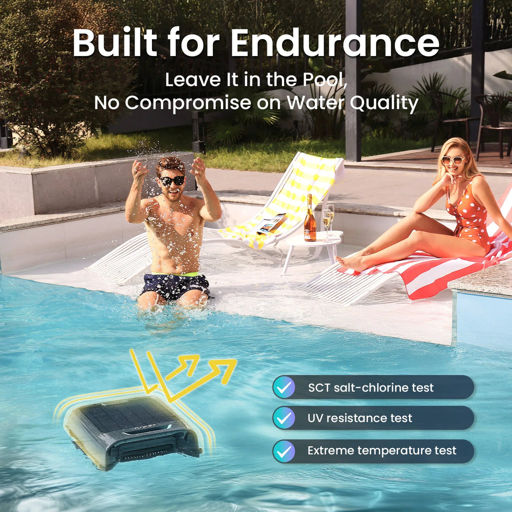 EcoSurfer S2 Robot Skimmer Solar de Piscina, Limpieza de Superficie 24/7, Filtro de 150 µm, Robot de Piscina con Batería y Control por App, Actualizaciones OTA, Detección Inteligente de Obstáculos, Aiper Caja Abierta