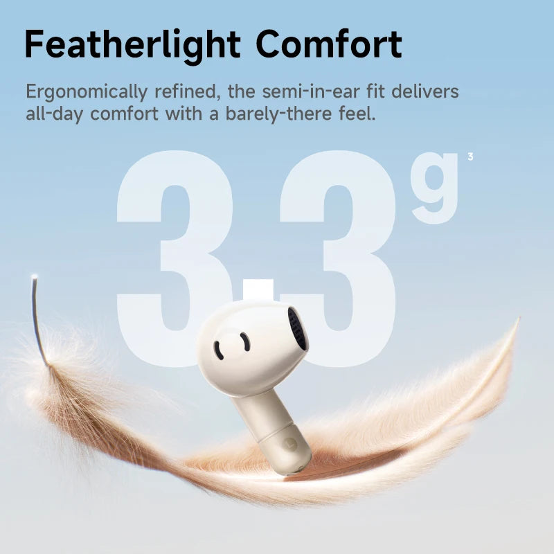 Baseus Bass BS2 Lite, Bluetooth 6.0, diseño semi-intraauricular, 2 micrófonos, cancelación de ruido activa con IA, 40 horas de autonomía, resistencia IP55, SuperBass