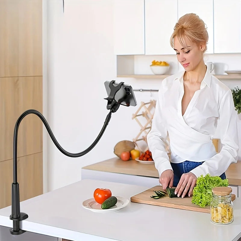 Soporte para móvil Lazy con brazo largo flexible tipo cuello de cisne, para sobremesa y cabecera