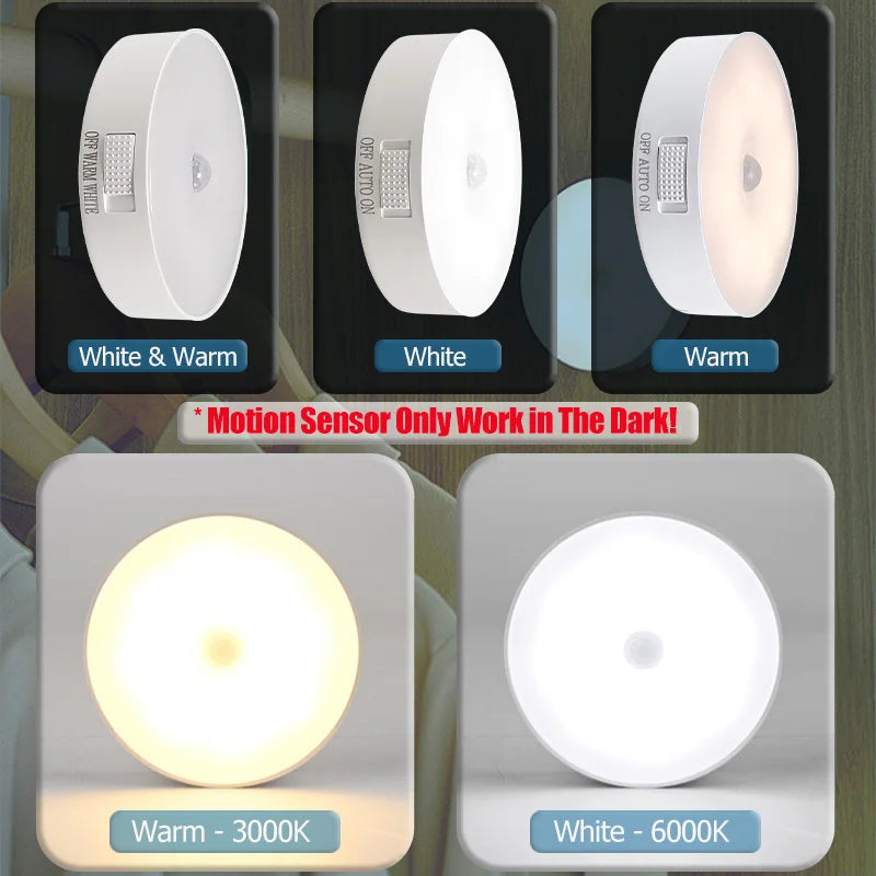 Lámpara LED con sensor de movimiento, recargable por USB, para cocina, dormitorio, escaleras, pasillo, armario y vestidor