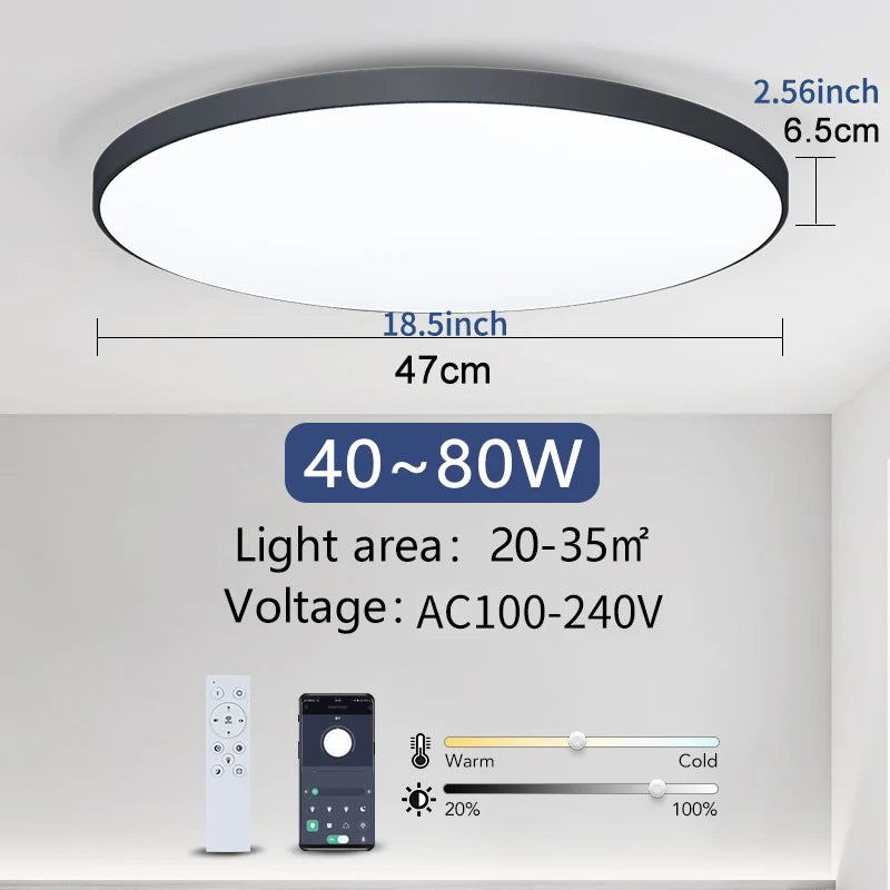 Lámpara de techo inteligente MARPOU, lámpara LED para dormitorio, lámparas de techo grandes, luces LED con mando a distancia, luces LED regulables para habitaciones