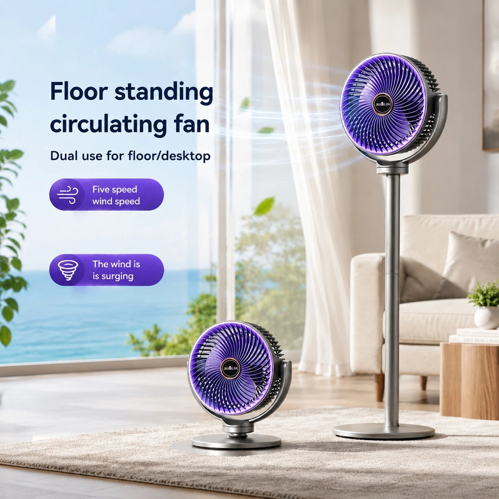 GSNOMLY: Ventilador circulador de aire moderno 3 en 1, 5 velocidades, 4 alturas, silencioso, portátil, con base de pedestal y conexión USB.