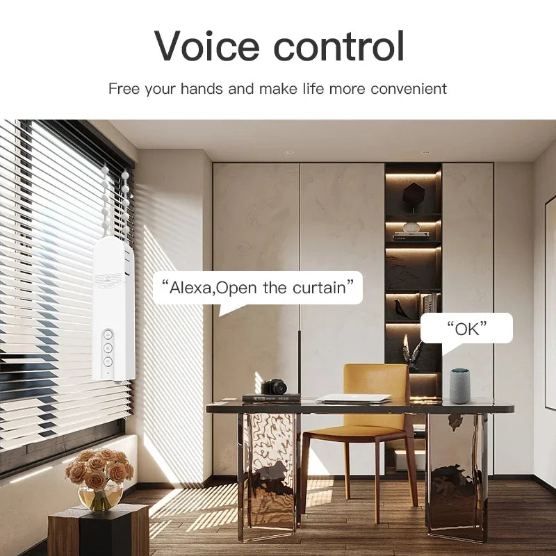 Persiana motorizada inteligente Zigbee para Tuya App, Google Home y Alexa con voz