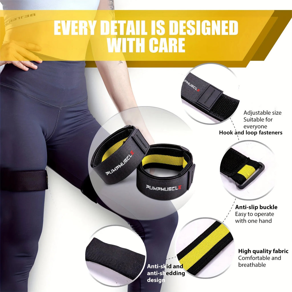 2 Piezas Bandas de Restricción de Flujo Sanguíneo Ajustables para Piernas - Potencian el Crecimiento Muscular y la Fuerza, Ideales para Entrenamiento de Piernas y Glúteos (BFR Bands)