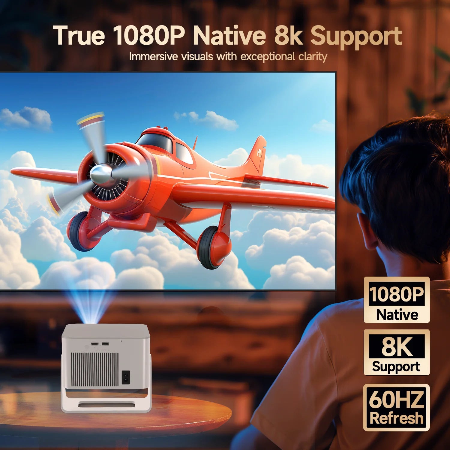 Magcubic: con enfoque automático, Android 14, 4K, 900 ANSI, 8K nativo, 1080p, con Wi-Fi 6, Bluetooth 5.4, 16 GB.