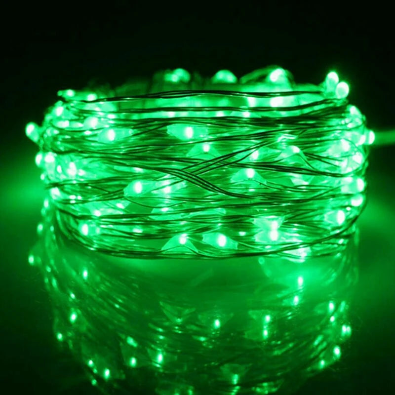 1 paquete de guirnalda de luces LED con hilo de cobre, de 1/2/3/5/10 m, alimentada por pilas, para decorar dormitorios, jardines, fiestas y bodas