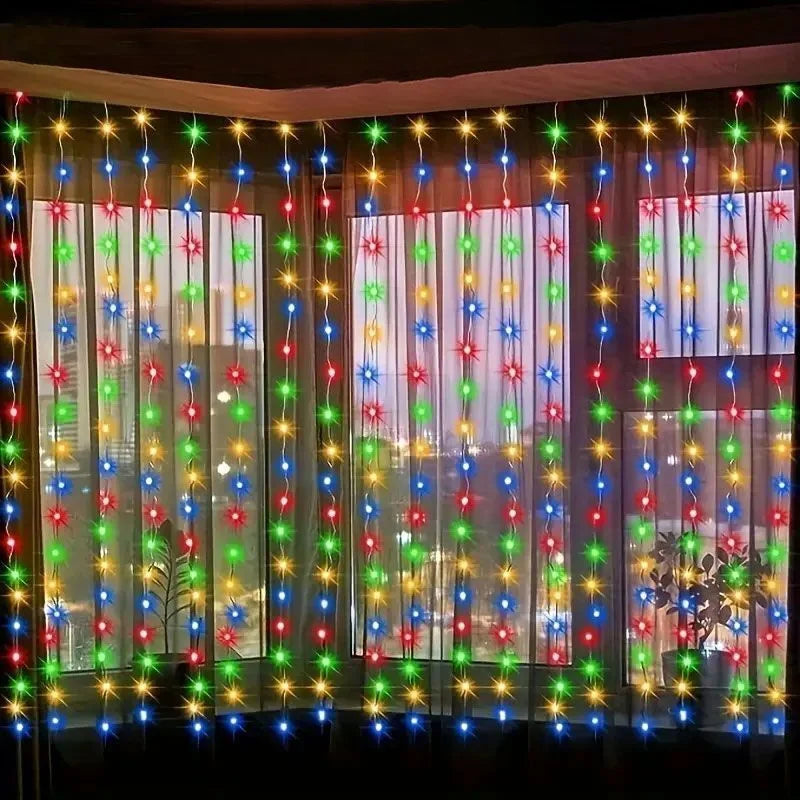 Guirnalda de luces LED tipo cortina de 3/4/6 m, con conexión USB, control remoto, guirnalda de luces de hadas, decoración navideña para el dormitorio y el hogar