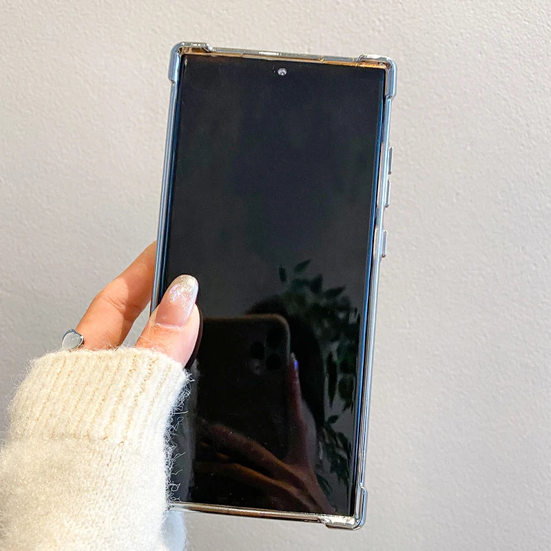 Funda de carga inalámbrica magnética con acabado de lujo para Samsung S26, S25, S24 Ultra, S23 FE, S22 Plus y Note 20. Funda protectora transparente para la cámara.