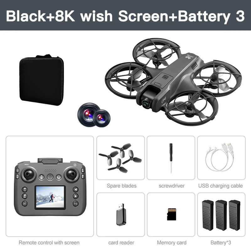 Lenovo V666 : mini dron profesional de 4K para tomas aéreas, con doble cámara de 8K, sistema inteligente de evitación de obstáculos y cuadricóptero sin escobillas.