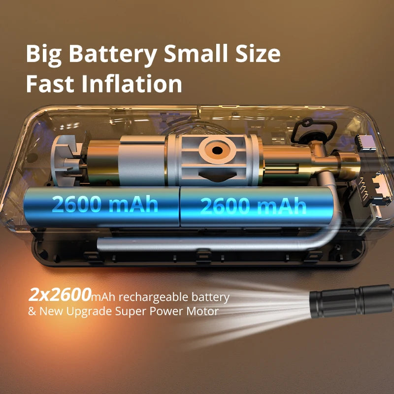 Inflador de neumáticos recargable CARSUN — Compresor de aire portátil, inalámbrico y digital.