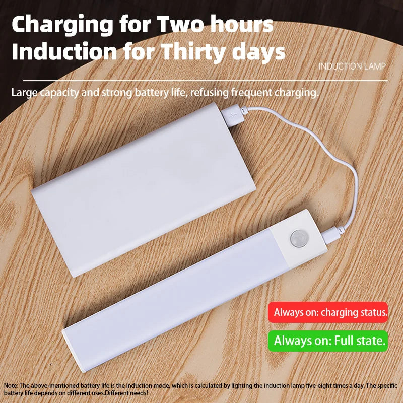 Luz con sensor de movimiento, luz nocturna LED inalámbrica, lámpara nocturna recargable por USB, lámpara para armarios y vestidores, luz de fondo para cocina, LED