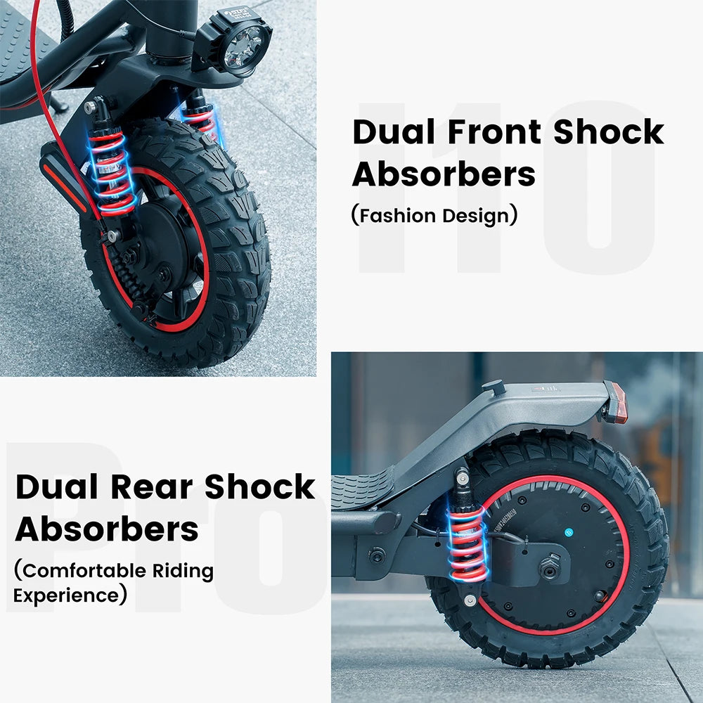iScooter i10Pro: 10 pulgadas 15Ah Patinetes 45km/h Patinete Eléctrico Plegable 60KM Autonomía Patinetes Potentes con APP