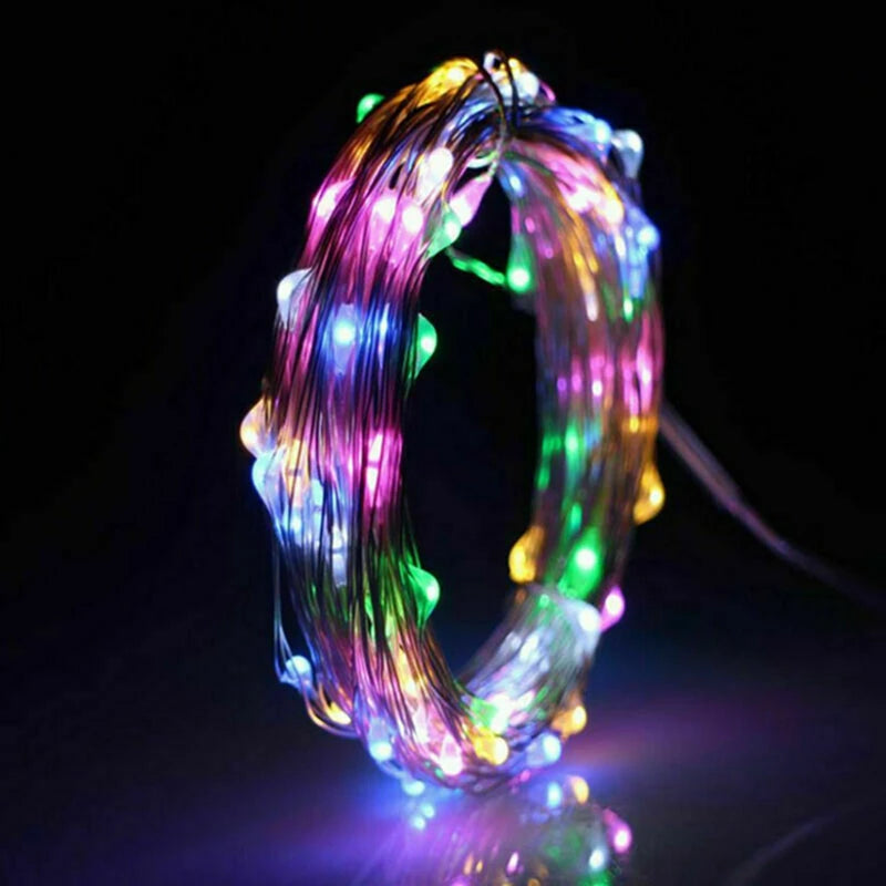 1 paquete de guirnalda de luces LED con hilo de cobre, de 1/2/3/5/10 m, alimentada por pilas, para decorar dormitorios, jardines, fiestas y bodas