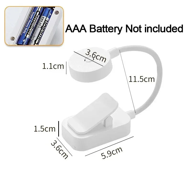 Mini lámpara de mesa con clip LED para libros, con protección ocular, 3 colores, alimentada por pilas, luz nocturna, portátil, de mesilla de noche, ideal para estudiantes y para leer