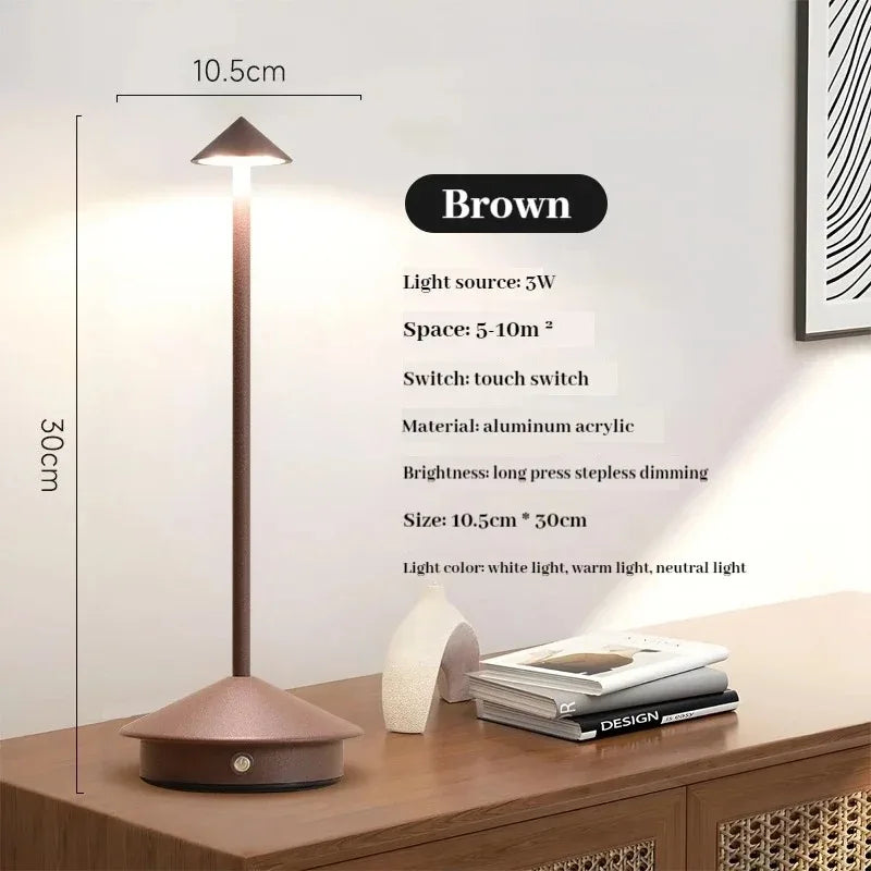Lámpara de mesa LED recargable con sensor táctil, lámpara de noche para restaurante, hotel, bar y dormitorio, con 3 temperaturas de color y regulación continua de la intensidad