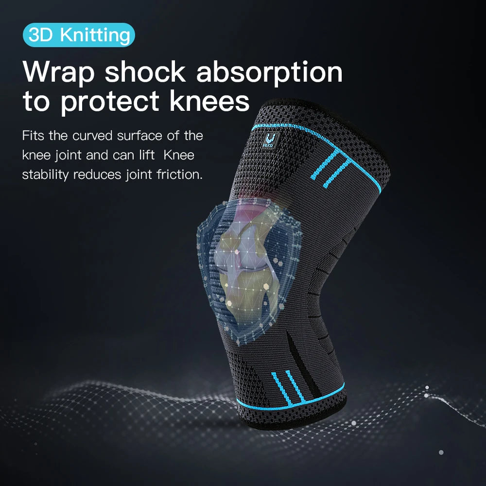 Rodillera de Compresión Elástica Transpirable con Resortes | Manga de Soporte para Rodilla | Protector Deportivo para Gym, Baloncesto, Voleibol y Running - 1 Pieza