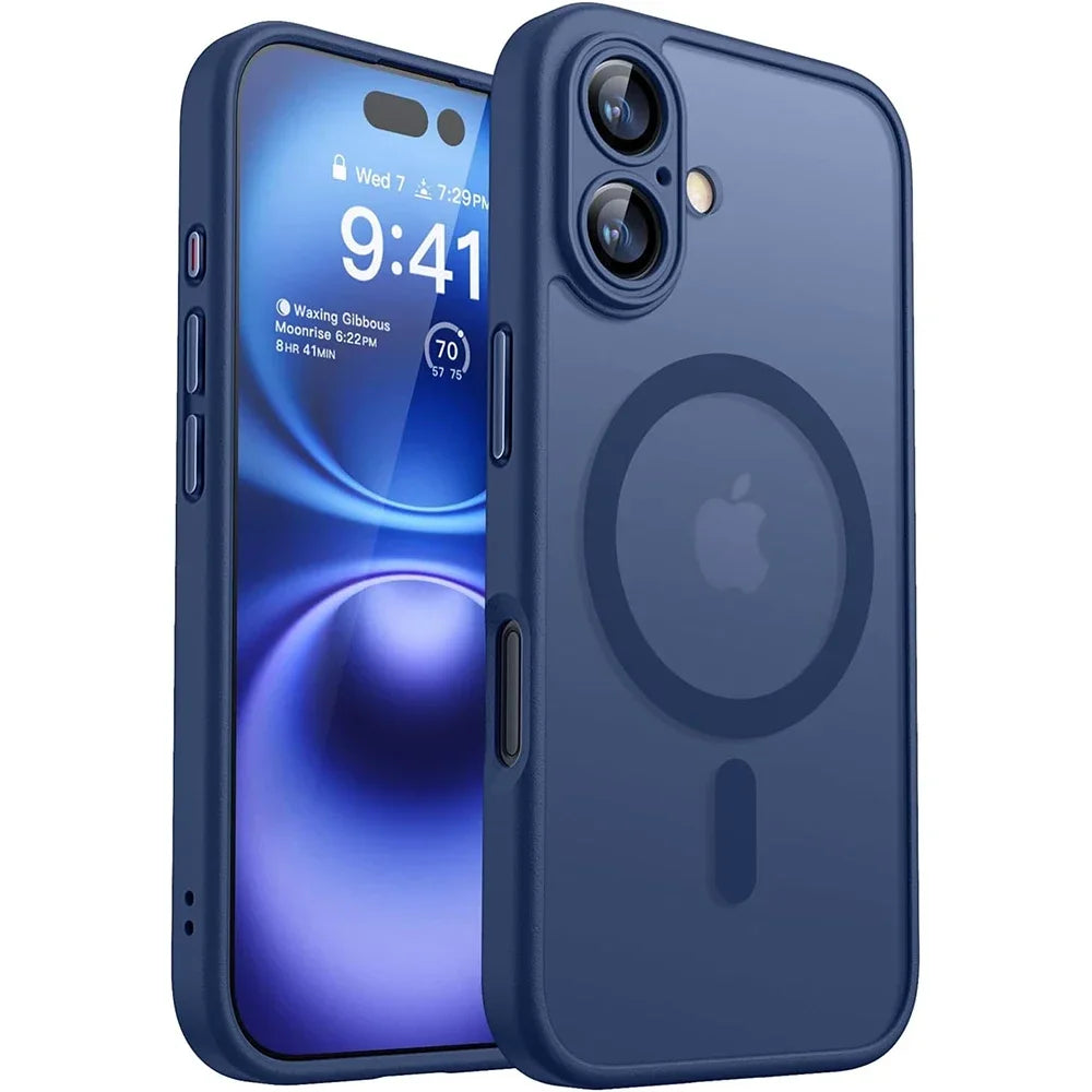 Funda protectora magnética, mate y translúcida, resistente a los golpes, para iPhone 17, 16, 15, 14, 13, 12 y 11 Pro Max y Plus, compatible con la carga inalámbrica MagSafe
