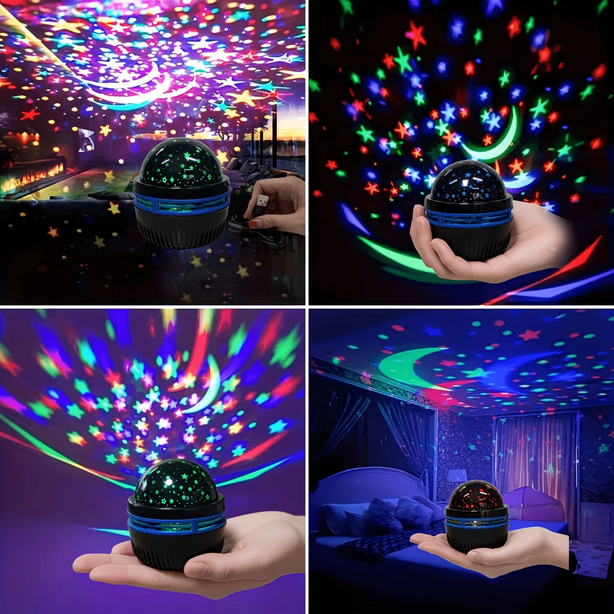 Lámpara LED de noche con cielo estrellado y proyector USB de estrellas y luna, 5 V, para crear ambiente en el hogar y decorar habitaciones