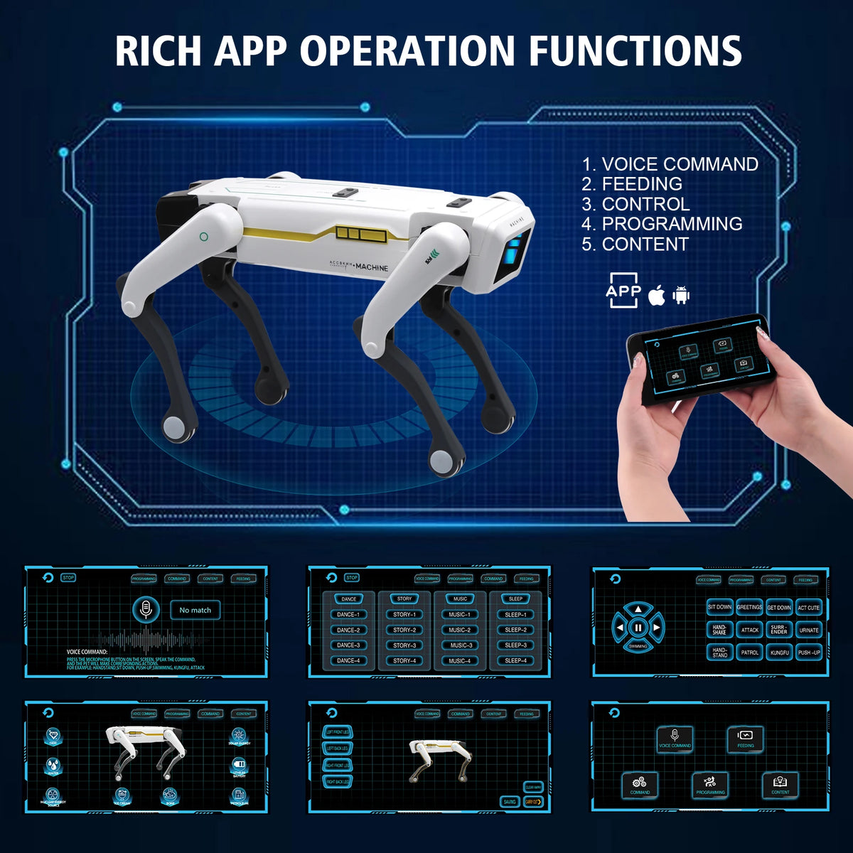 Perro Robot RC Inteligente con IA - Diálogo por Voz, Control Remoto por APP, Programable, Canta y Baila - Juguete para Niños