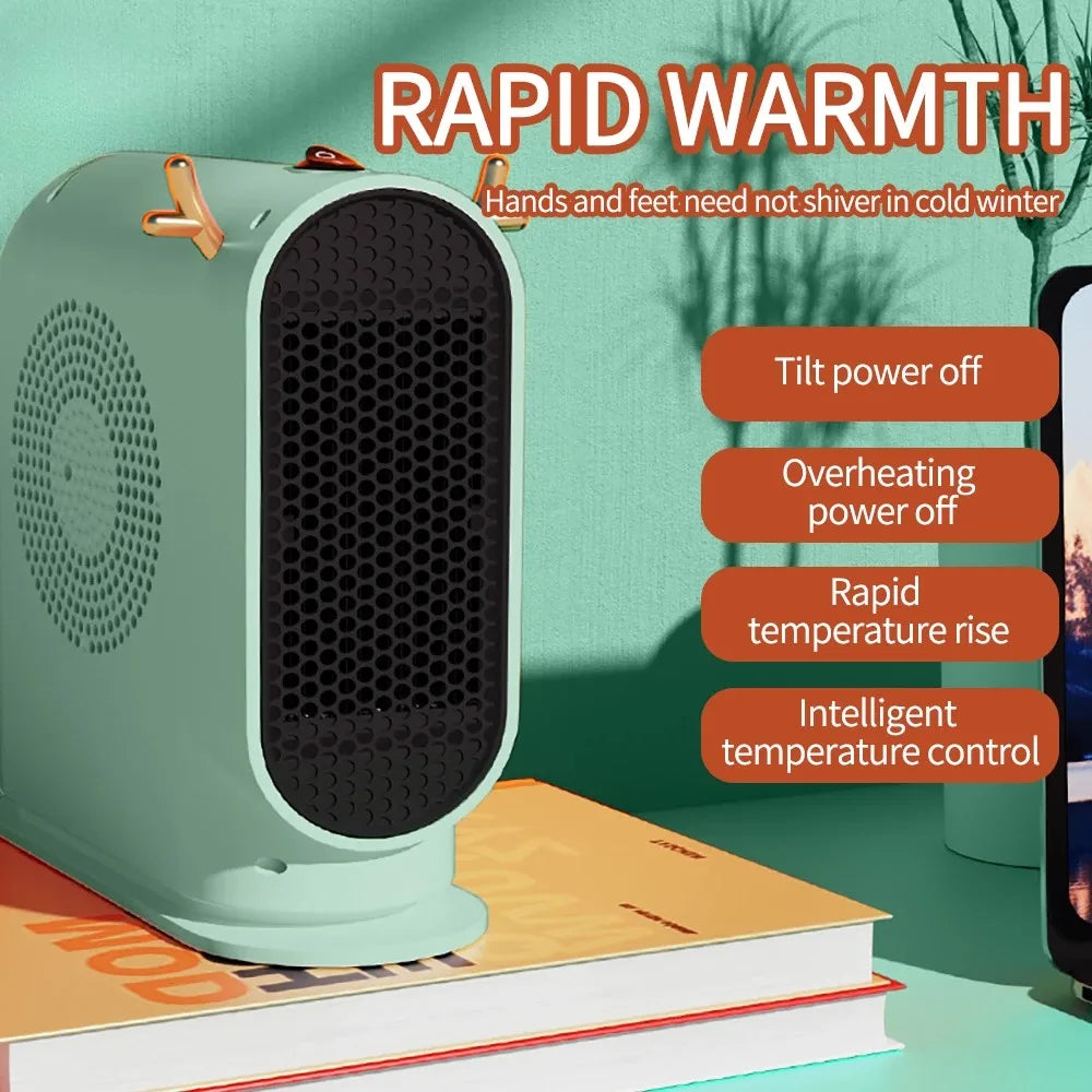 Calefactor Eléctrico de Sobremesa 500W Portátil - Calefactor con Termostato Inteligente y Ventilador, Calefacción Rápida de Invierno para Hogar y Oficina