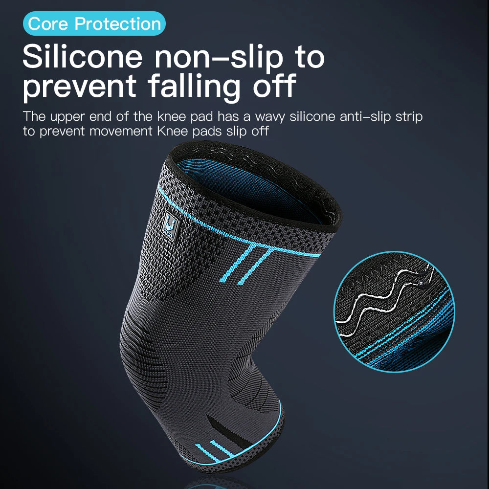 Rodillera de Compresión Elástica Transpirable con Resortes | Manga de Soporte para Rodilla | Protector Deportivo para Gym, Baloncesto, Voleibol y Running - 1 Pieza
