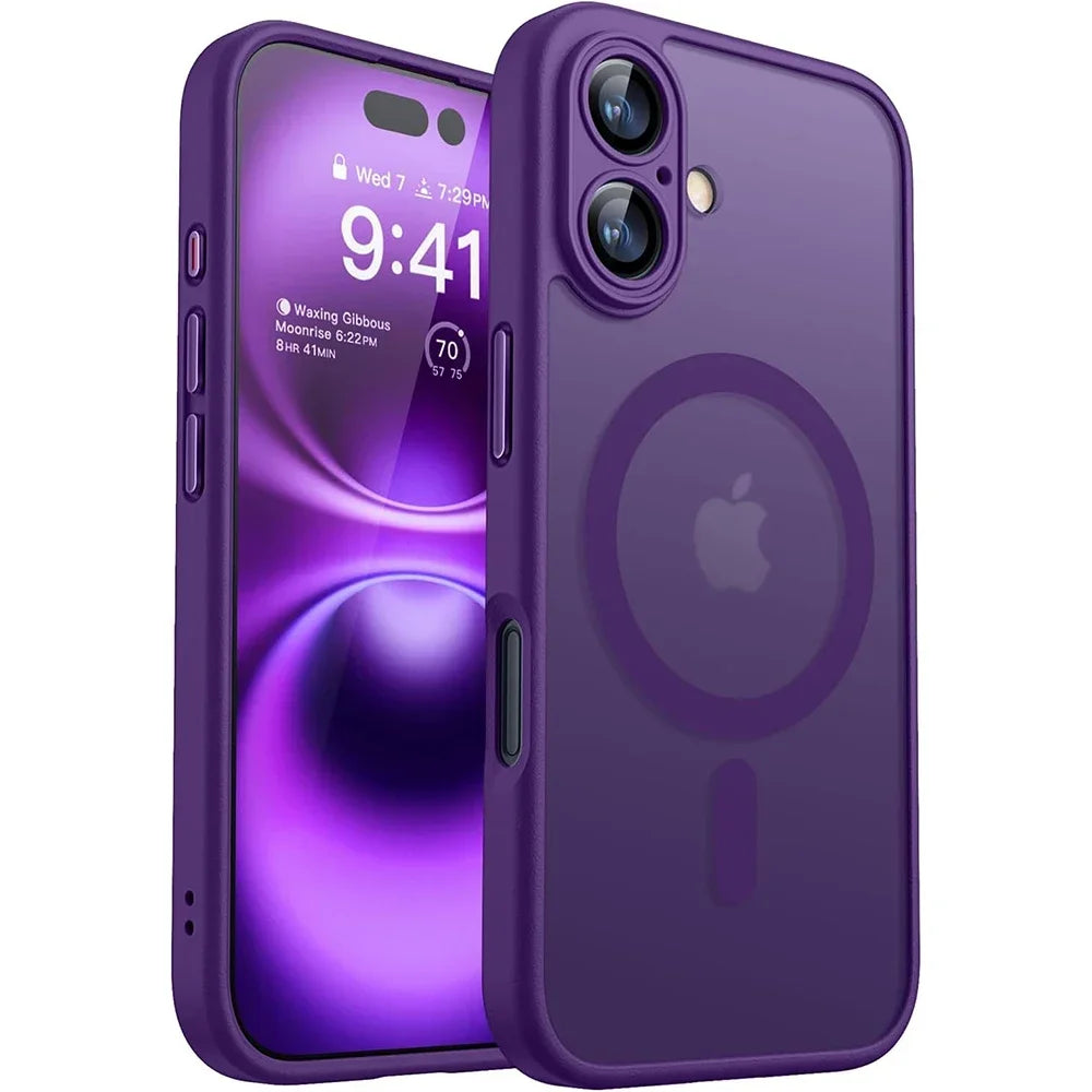 Funda protectora magnética, mate y translúcida, resistente a los golpes, para iPhone 17, 16, 15, 14, 13, 12 y 11 Pro Max y Plus, compatible con la carga inalámbrica MagSafe