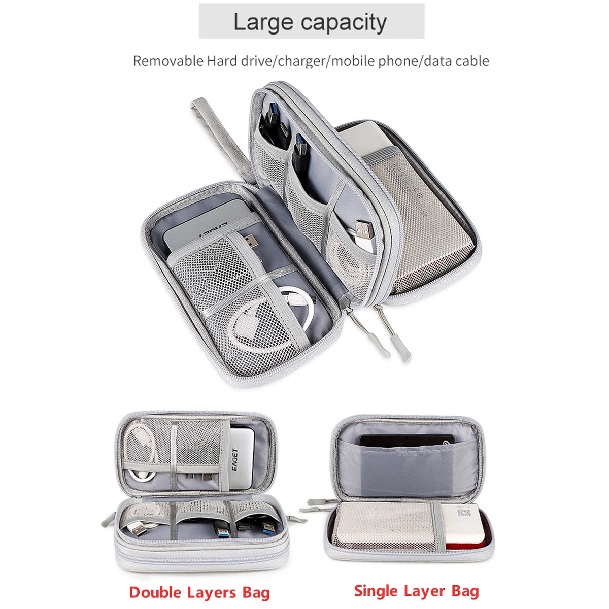 Estuche de almacenamiento para cables de datos,  organizador de viaje para cables, cargadores USB