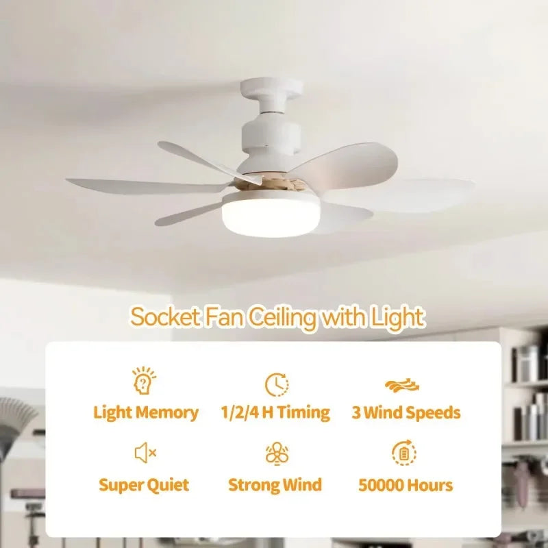 RTONTR: Ventilador de techo de 30 W/40 W con luz LED y mando a distancia, casquillo E27; silencioso para el dormitorio y el salón