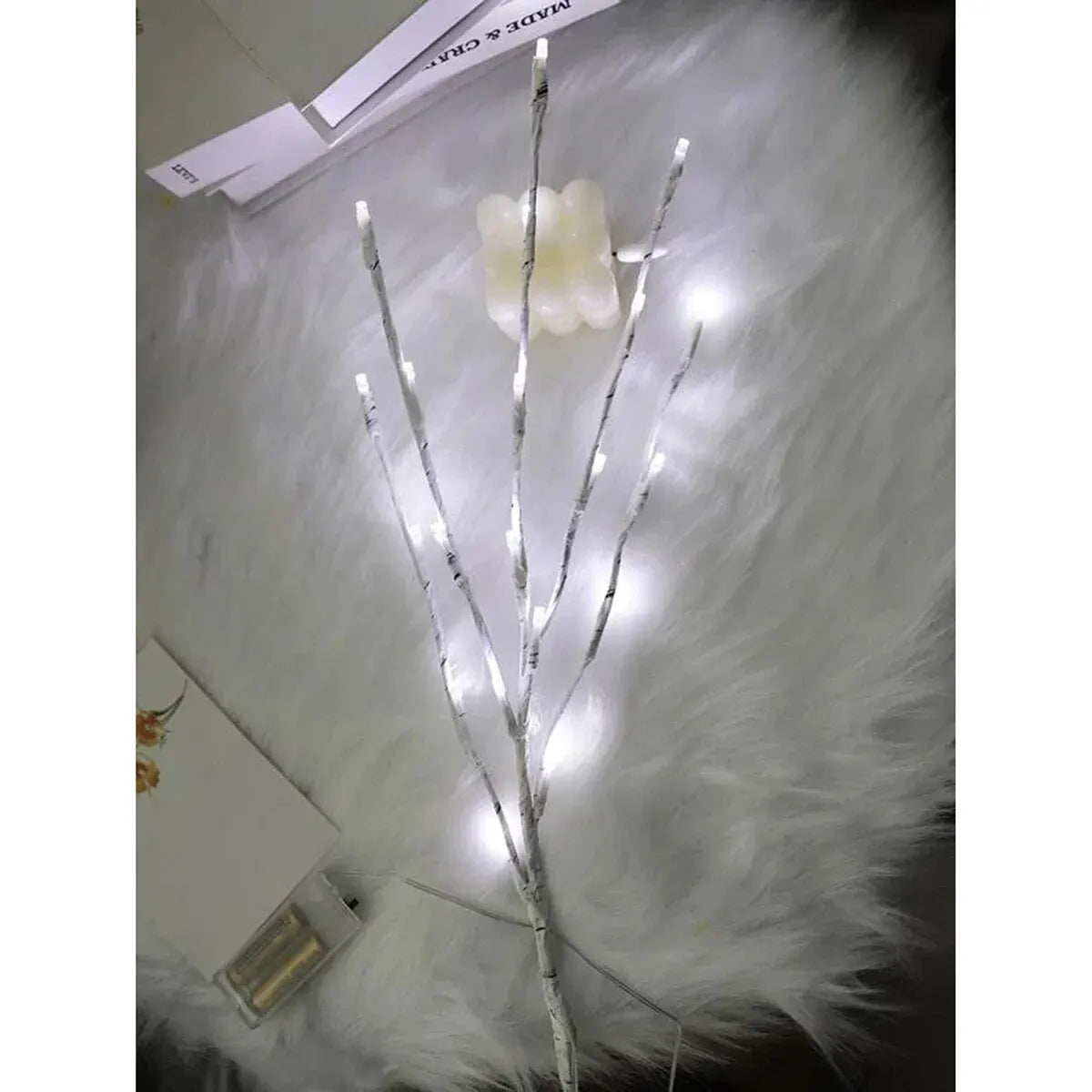 1 unidad de guirnalda de luces con ramas de abedul blanco, que funciona con pilas, con 20 luces LED tipo «fairy lights» y ramas de sauce, para la decoración del hogar, el dormitorio, interiores y exteriores